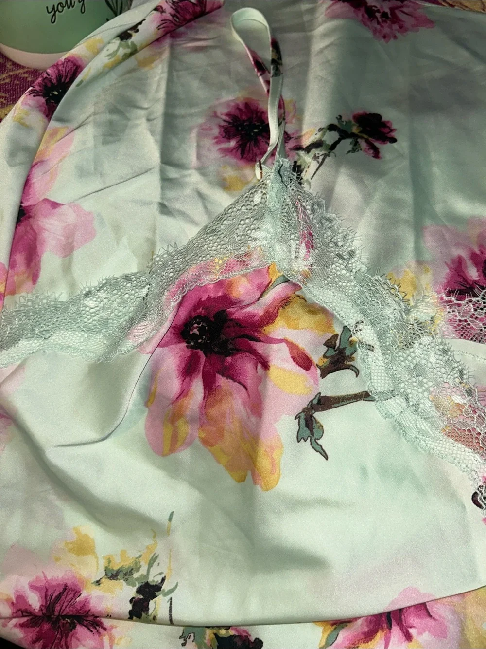 NWT Plus Size Chemise in mint color and floral print by INC by Macys